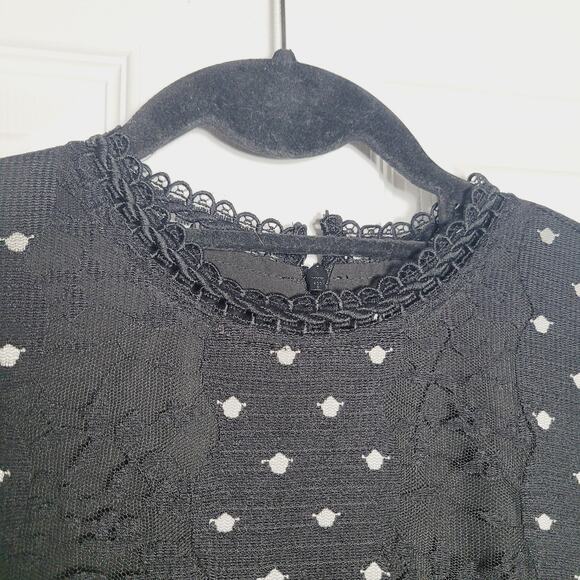 Mima Rosso Dress Womens Large Black White Lace Long Sleeve Polka Dot Lined - Picture 9 of 16